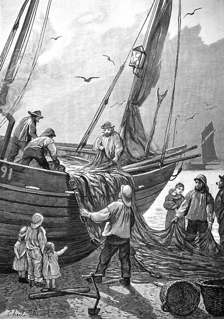 Hastings Fishermen Unloading
