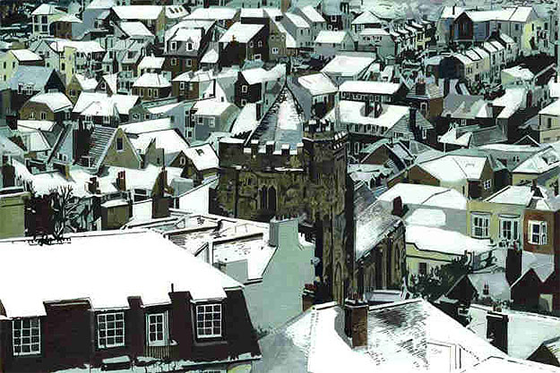 Old Town Roofs Snow