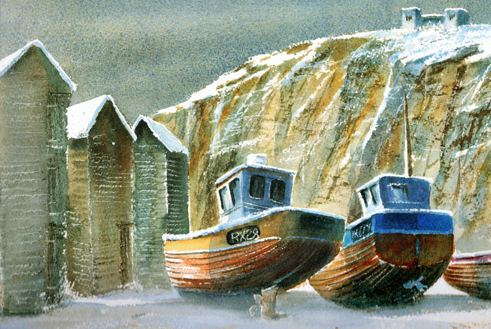 Boats & Huts in Snow