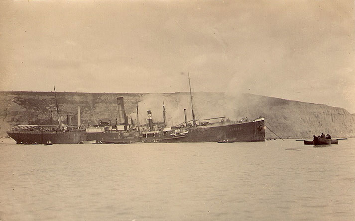 SS Lugano on Fire