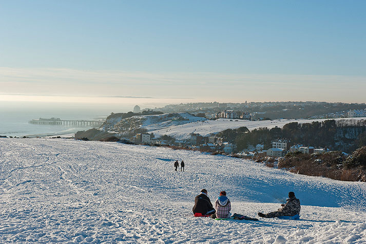 Hastings from East Hill in the Snow