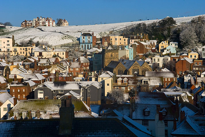 Snowy Old Town Rooftops