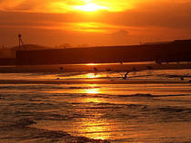 Sunset over Bulverhythe Beach