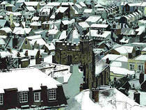 Old Town Roofs Snow