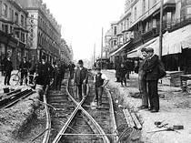 Laying Tramlines at Queens Road
